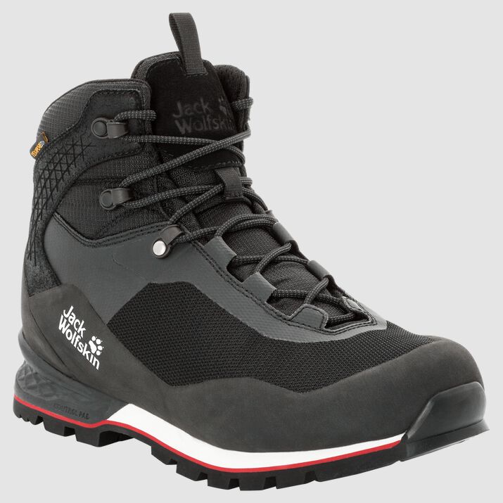 Botas Caminar Jack Wolfskin Wilderness Lite Texapore Mid Hombre Negros/Rojos Mexico-3681294